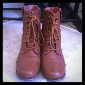 Brown combat boots