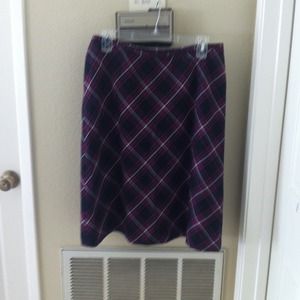 Knee length plaid skirt