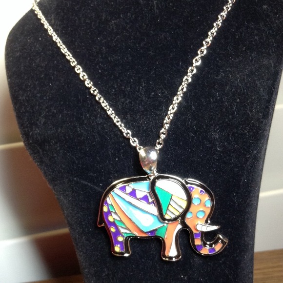 Elephant Necklace and Pierced Earrings