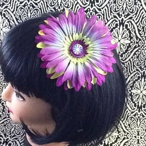 Purple &green hair flair flower. One of a kind.