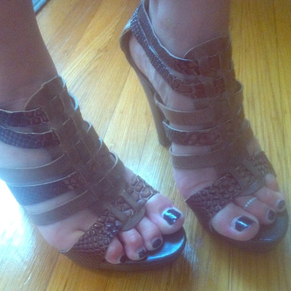 Brown/snakeskin platform sandals