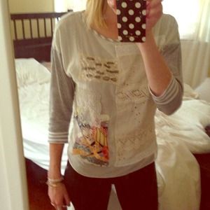 3/4 sleeve embellished anthropology shirt