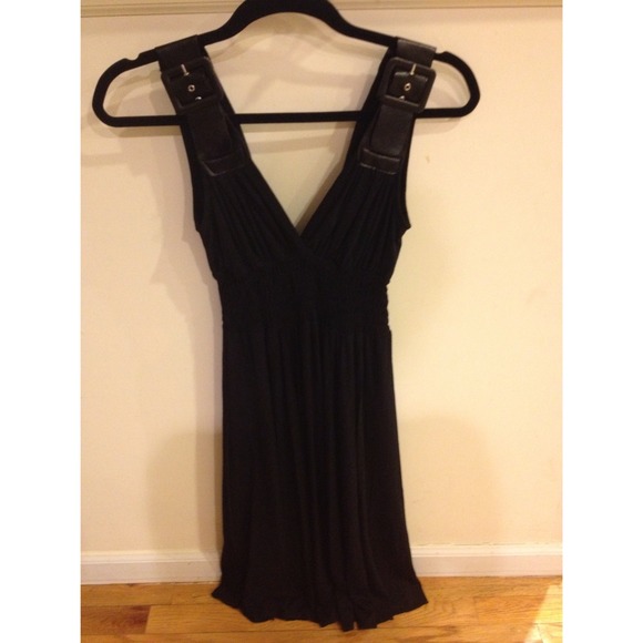 Buckle Strap Black Dress