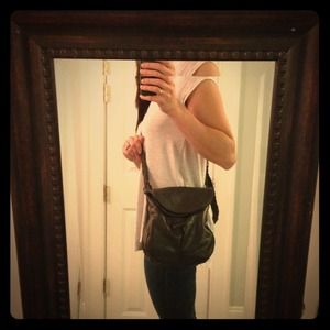Dark grey genuine leather cross body pocketbook!