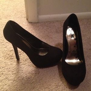 Black suede 4 inch stilettos
