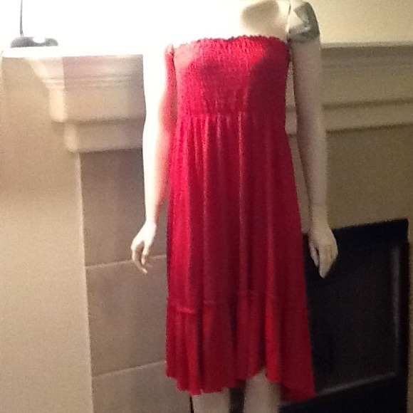 Red tube dress