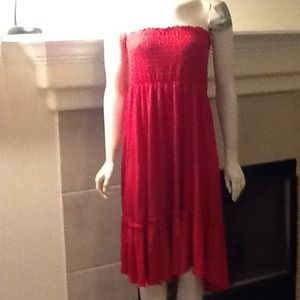 Red tube dress