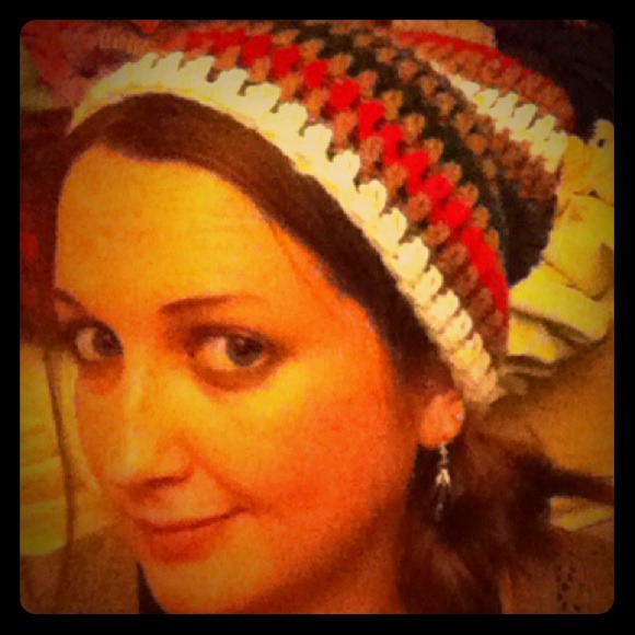 slouchy beanie stripe ski hat handmade crochet cap