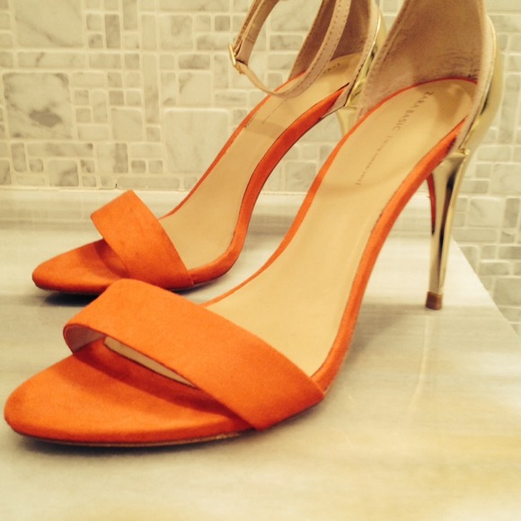Zara orange/gold sandals