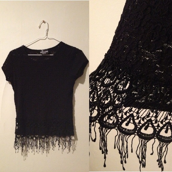 SOLD Vintage black lace top