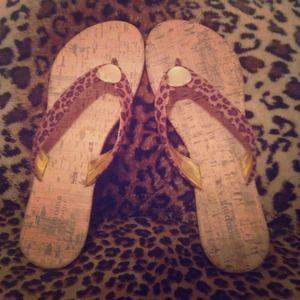 Cheetah flip flops