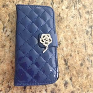 Patent blue IPhone 5, 5C, 5S quilted phone case
