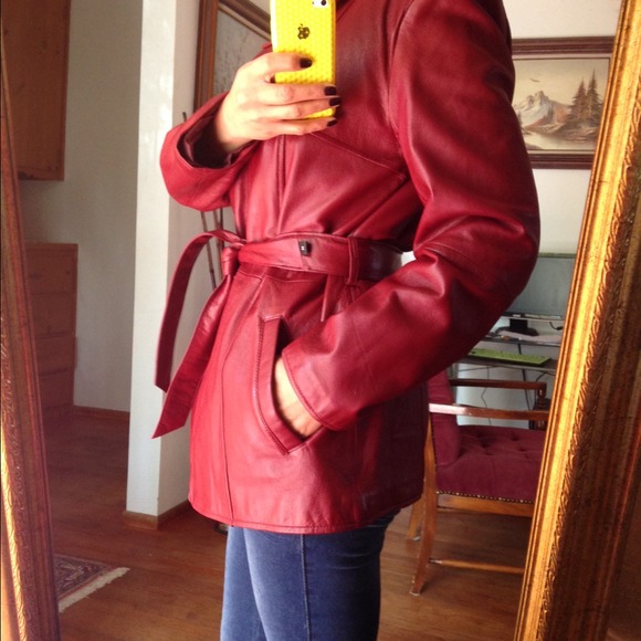 🍁🍂😮reduced🍁leather jacket in burgundy - Picture 2 of 4