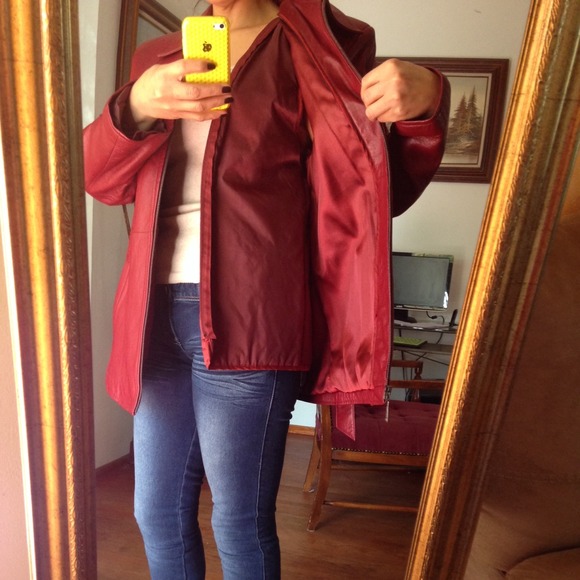 🍁🍂😮reduced🍁leather jacket in burgundy - Picture 3 of 4