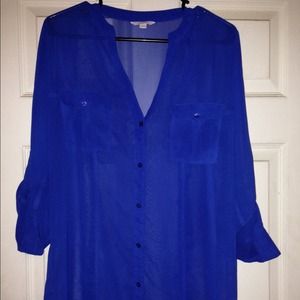Royal blue blouse hi-lo