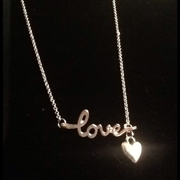 18" sterling silver love necklace with heart charm
