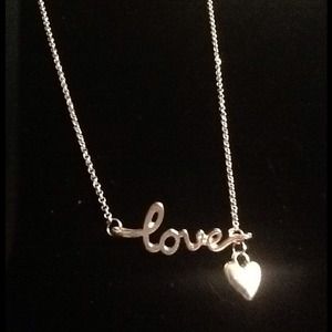 18" sterling silver love necklace with heart charm