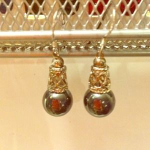 Silver and grey earrings