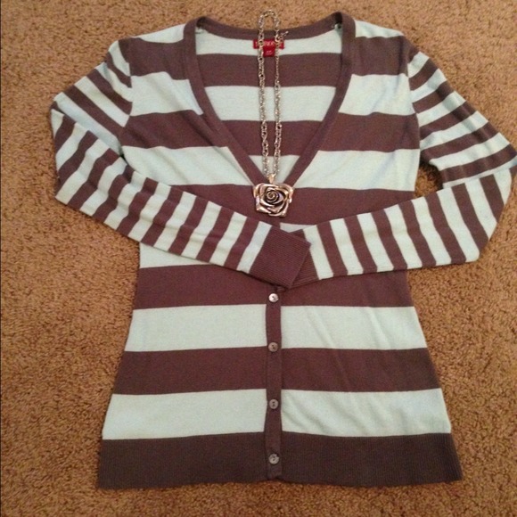 Gray and mint green/blue cardigan - Picture 2 of 3