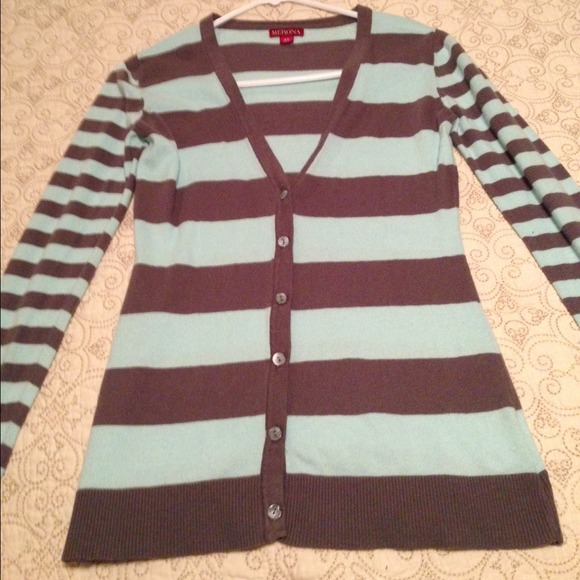 Gray and mint green/blue cardigan - Picture 3 of 3