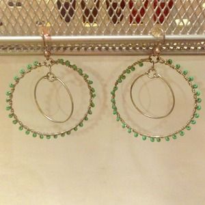 Green and silver earrings