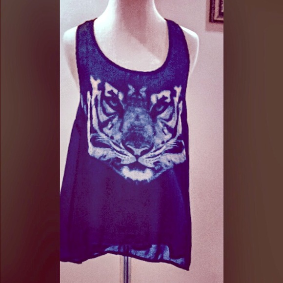 New, black, white tiger design, lace in back