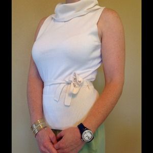 Ann Taylor turtleneck sleeveless belted sweater