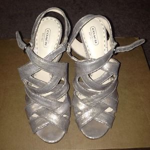 Coach strappy metallic heels