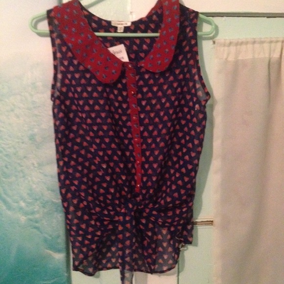 Collared button up tank top