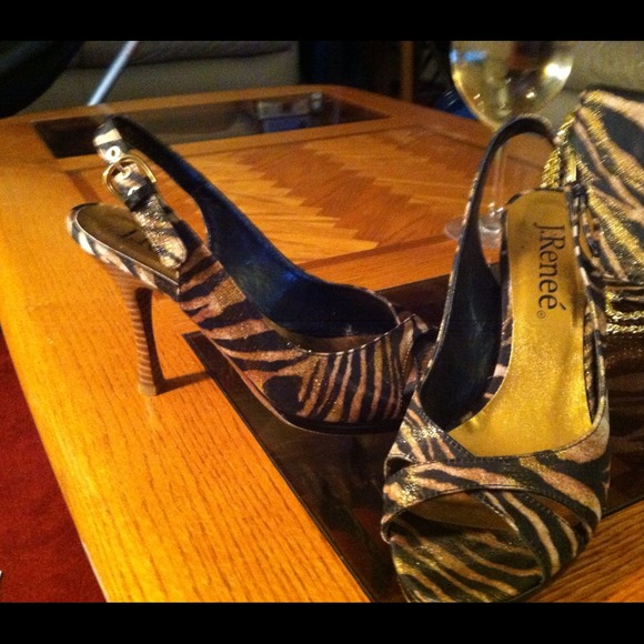 J Renee Tiger Print Slingback Heels 