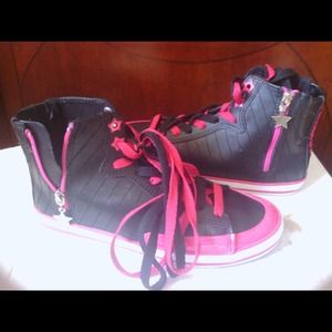 PunkRose Black & Pink Hightops Shoes size 7