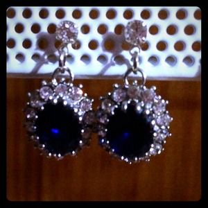 Blue cz cubic zirconia dangle earrings