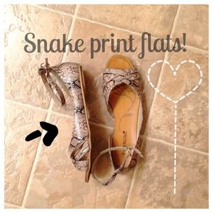 Snakeskin Ankle Strap Flats