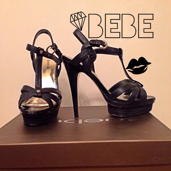BEBE T-strap Platform Heel