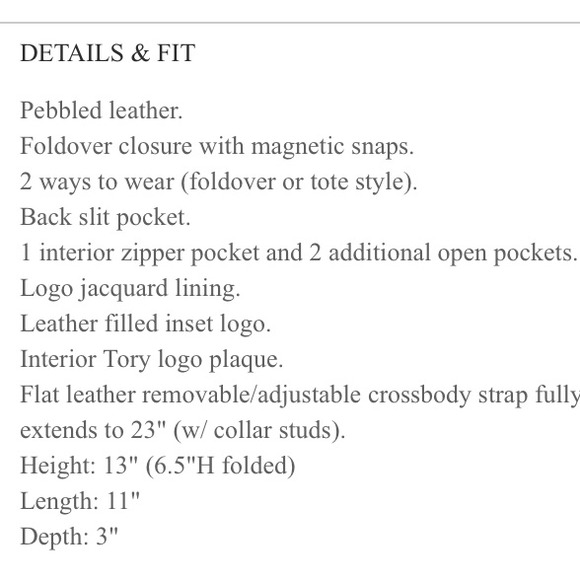 ✋Sold✋new Tory Burch Amanda foldover-no trades - Picture 4 of 4