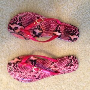 Snake print flip flops