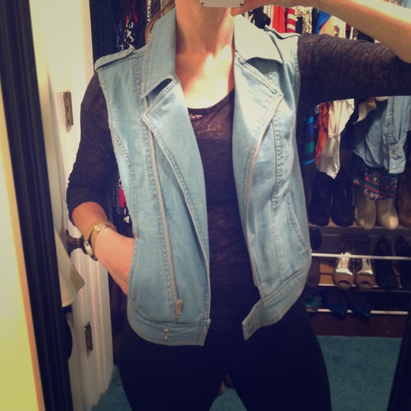 Denim motor style vest- NWT!