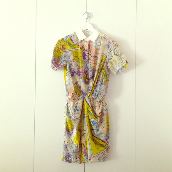 Carven map print drape dress