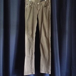 AG Stevie slim straights in a velvety moss green