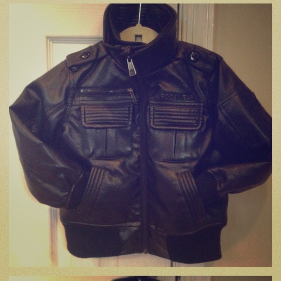 Kids 3t leather bomber jacket.
