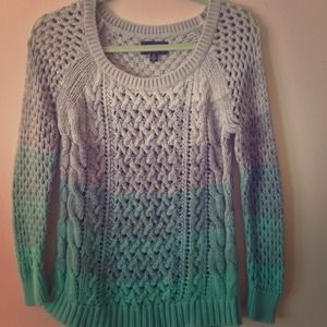 Grey to turquoise ombré sweater