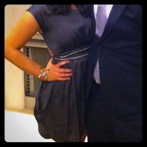 Dark grey dress with sequin trim