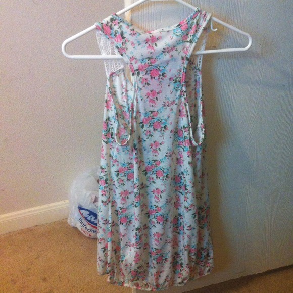 White with flowers tank top :) bundle with Adidas - Picture 2 of 3