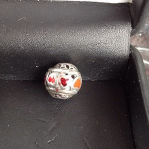 Silver with red hearts charm