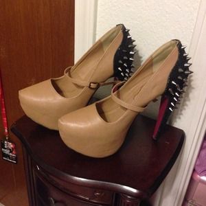 Spiked nude heels