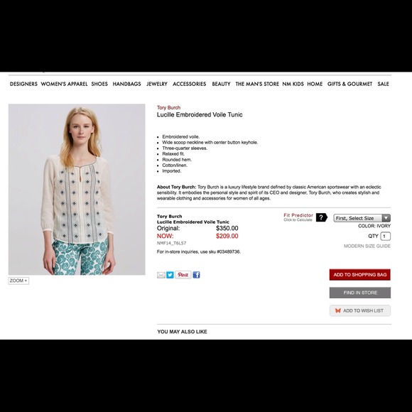 π―New Tory Burch embroidery Lucille Tunic 2 - Picture 4 of 4