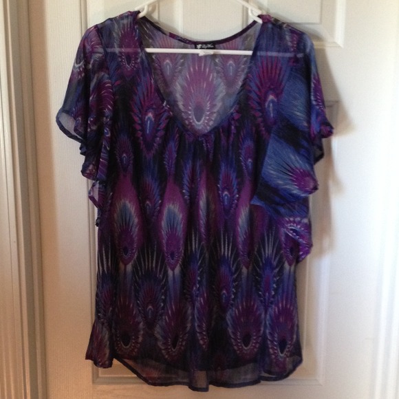 Flutter sleeve multicolor blouse XL