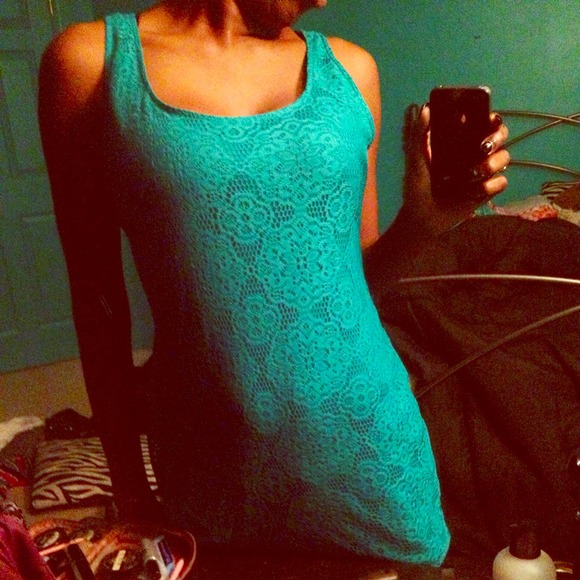 Lace turquoise dress