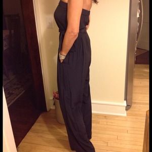 BCBG Maxazria Black Silk Jump Suit strapless!