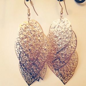 Gold waterfall Leaves Drop Earrings